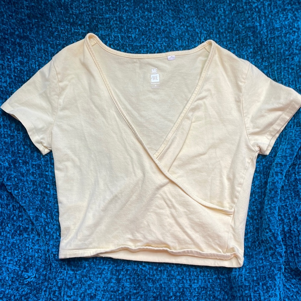 Yellow v neck crop top